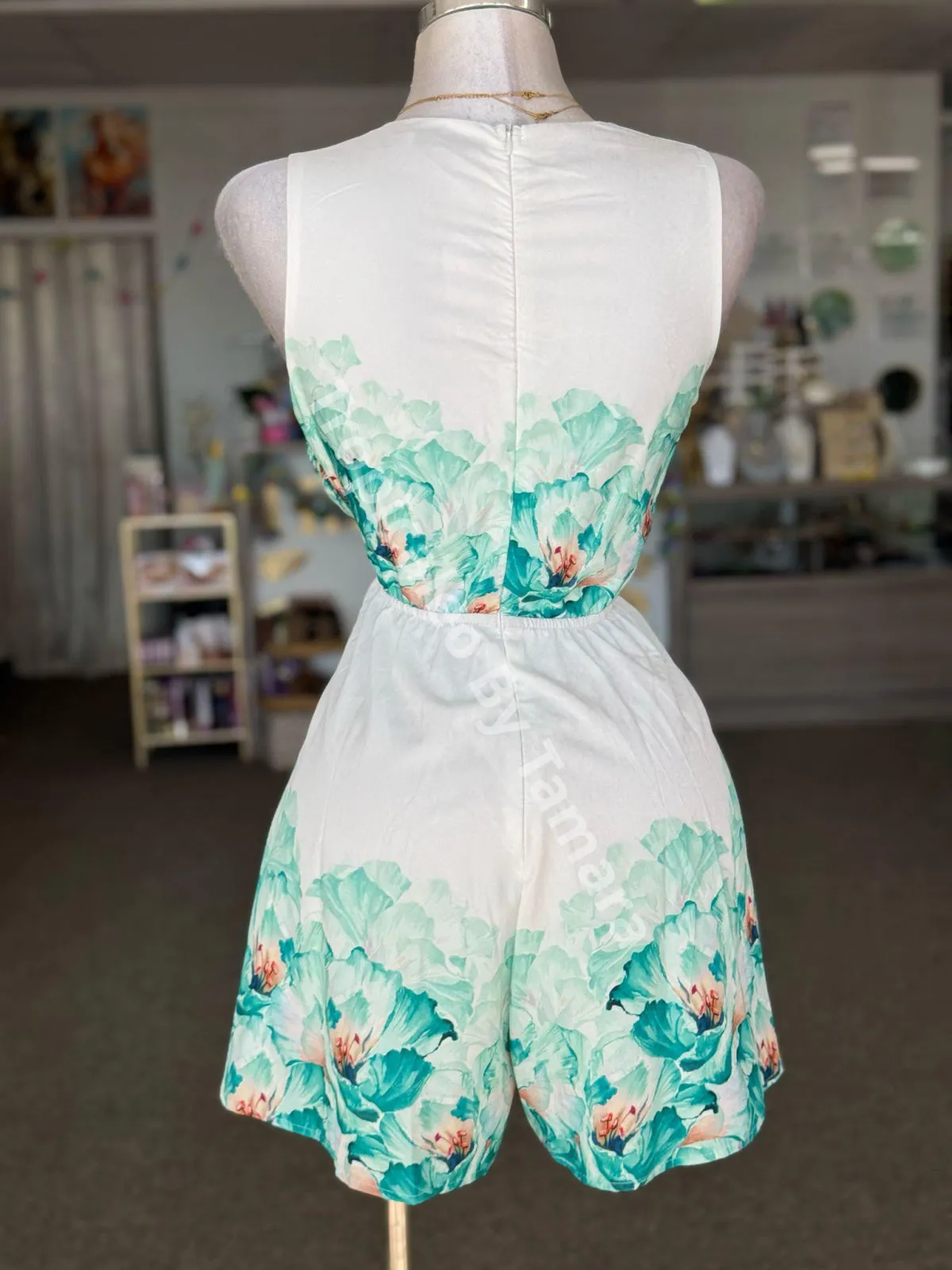 Turquoise Bloom Wrap Romper