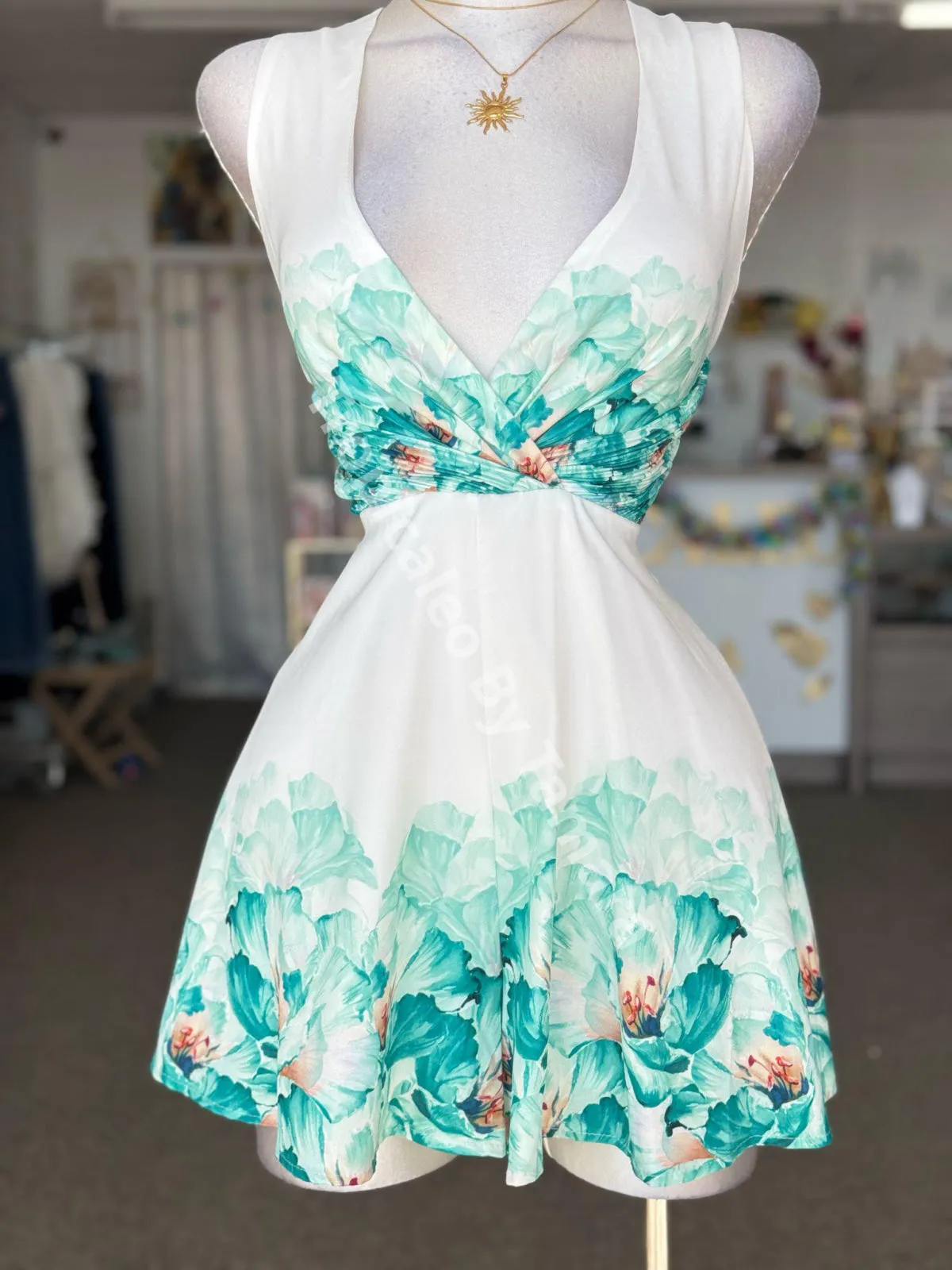 Turquoise Bloom Wrap Romper