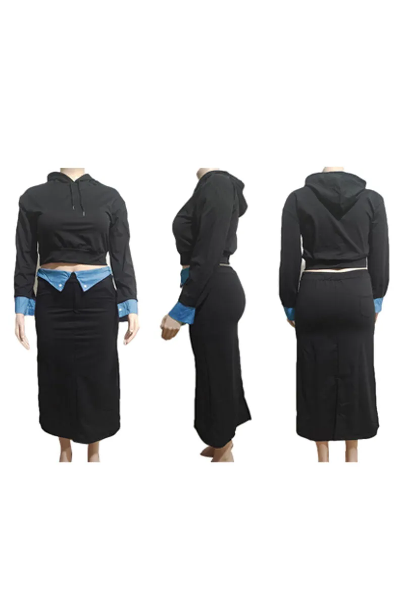 UJ0180 Hoodie Shirt and Skirt Set