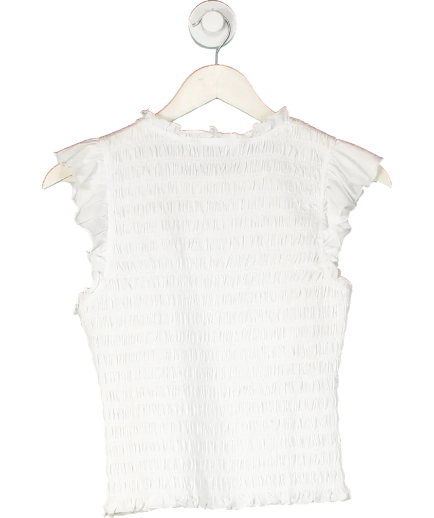 Veronica Beard White Shirred Sleeveless Top UK XS