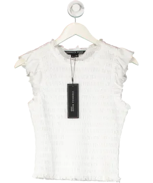 Veronica Beard White Shirred Sleeveless Top UK XS
