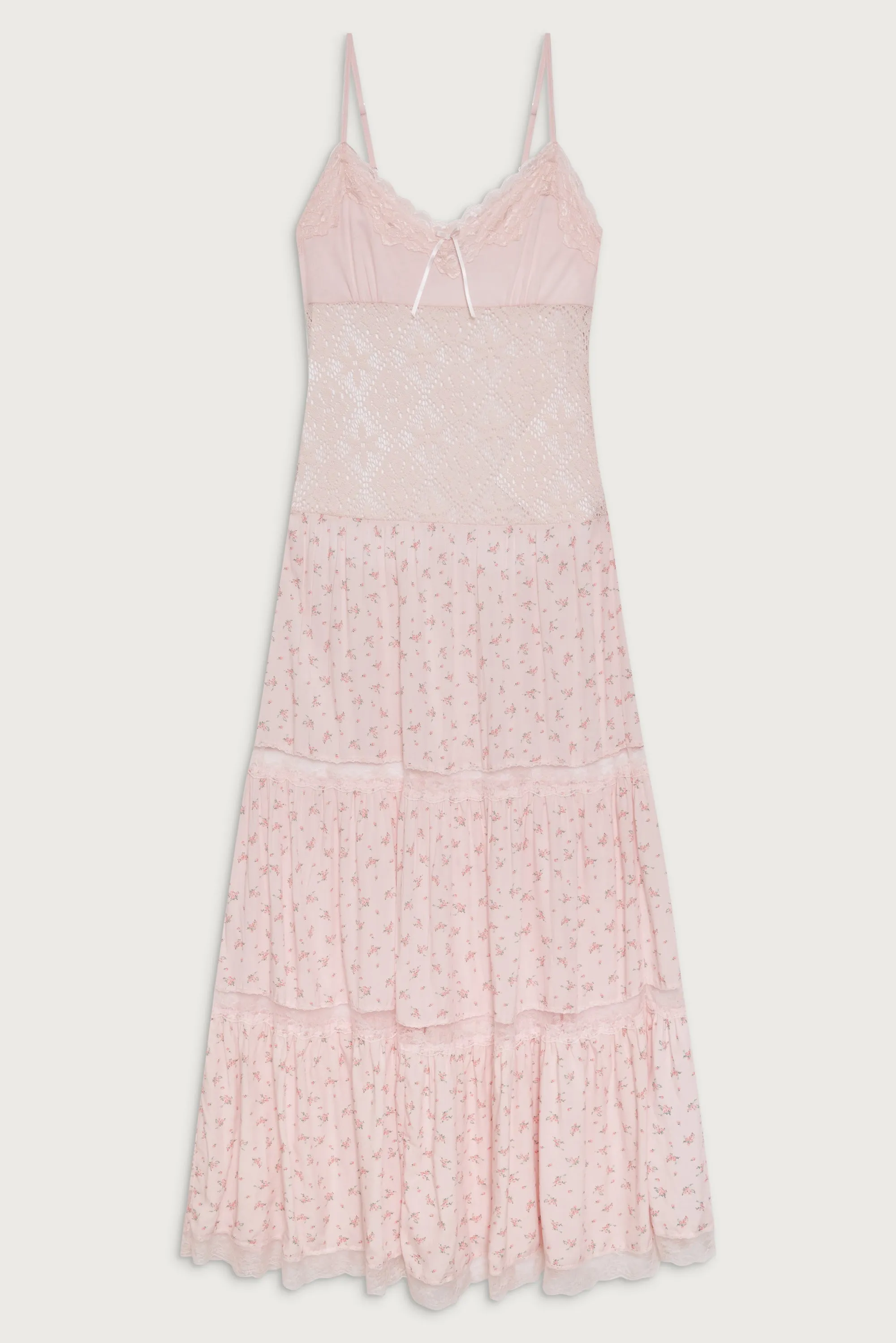 Vineyard Crochet Floral Maxi Dress - Baby Bouquet Pink