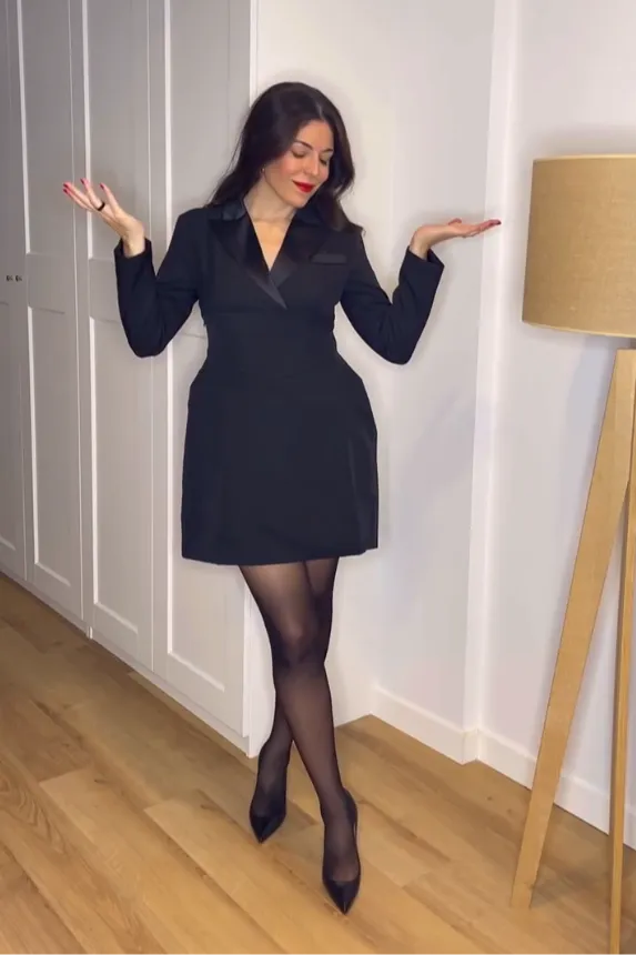 Viya Lapel Collar Long Sleeves Dress