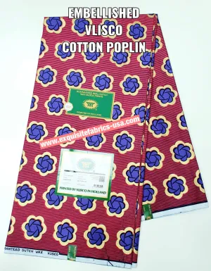 Vlisco Embellished Cotton Poplin Wax✨