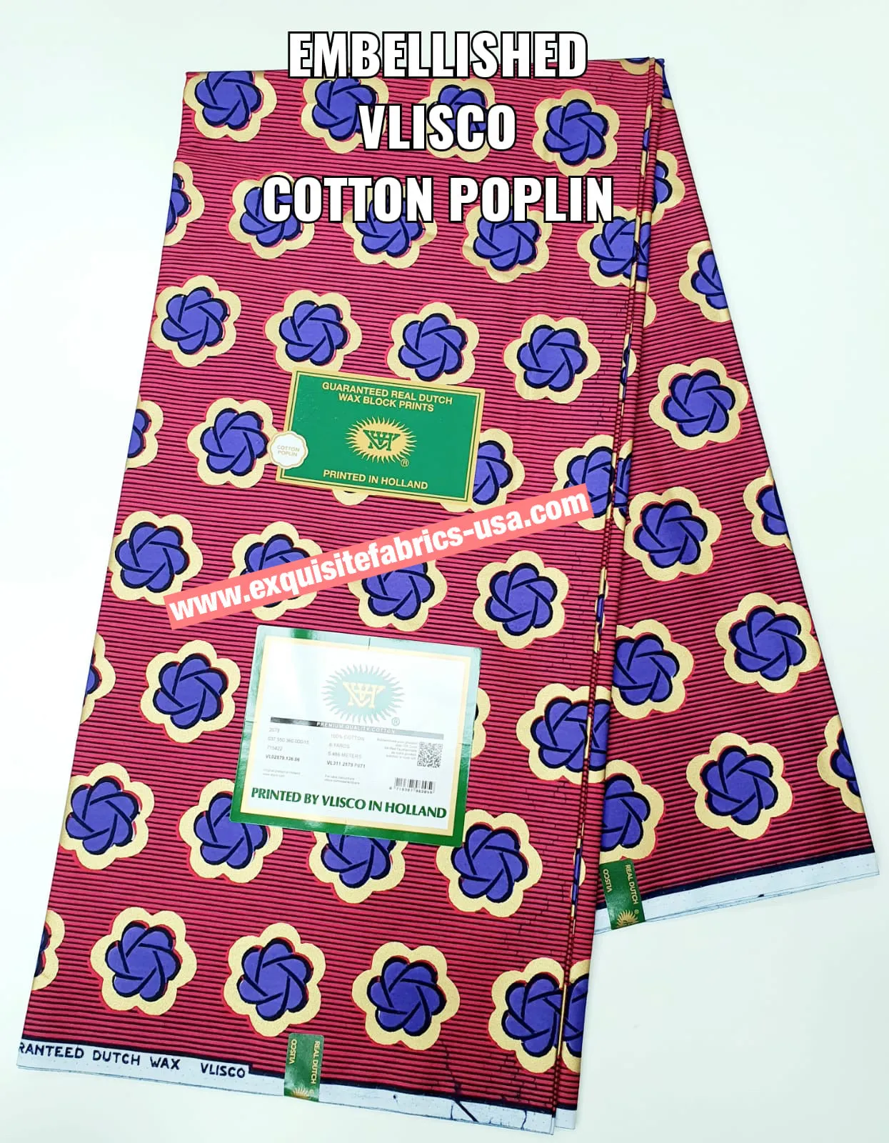 Vlisco Embellished Cotton Poplin Wax✨