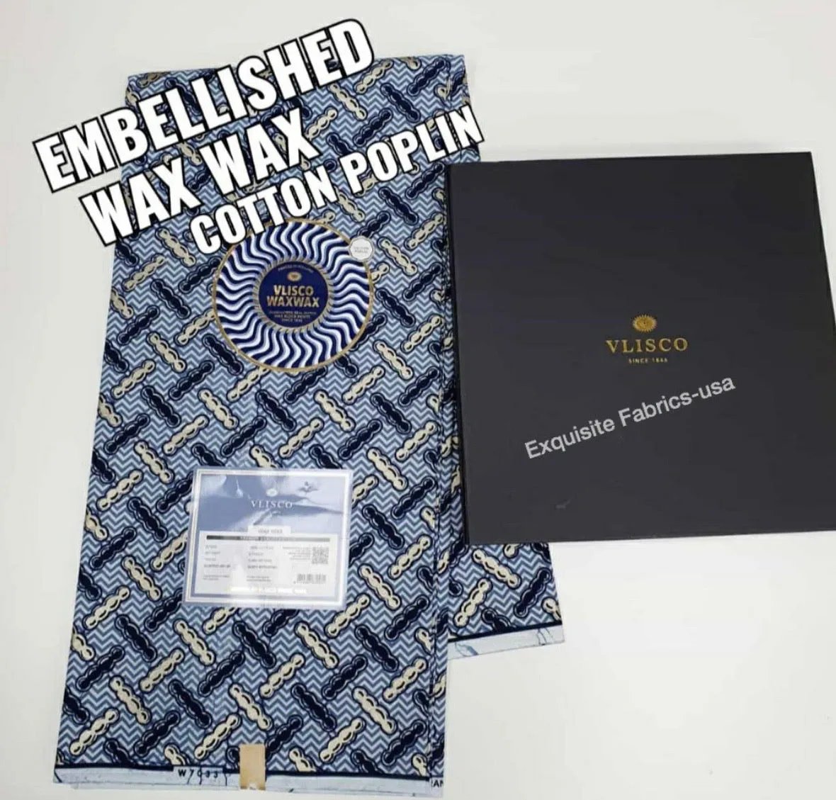 Vlisco Embellished Cotton Poplin Wax✨