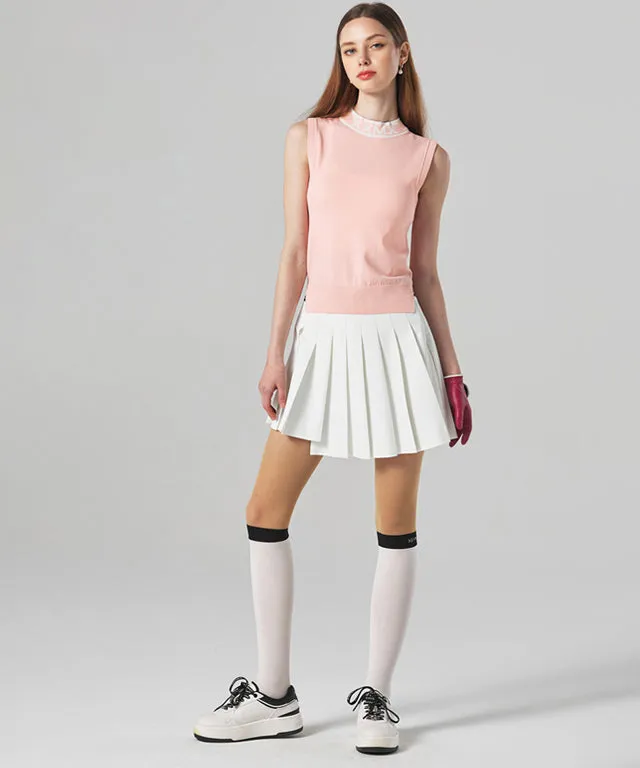 [Warehouse Sale] XEXYMIX Golf Cooling Half Neck Knit Sleeveless  - Light Pink