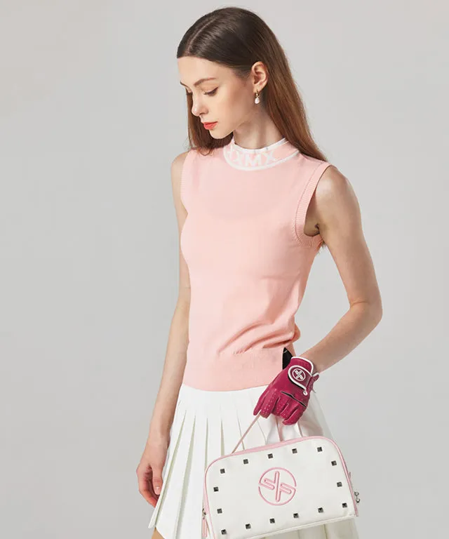 [Warehouse Sale] XEXYMIX Golf Cooling Half Neck Knit Sleeveless  - Light Pink