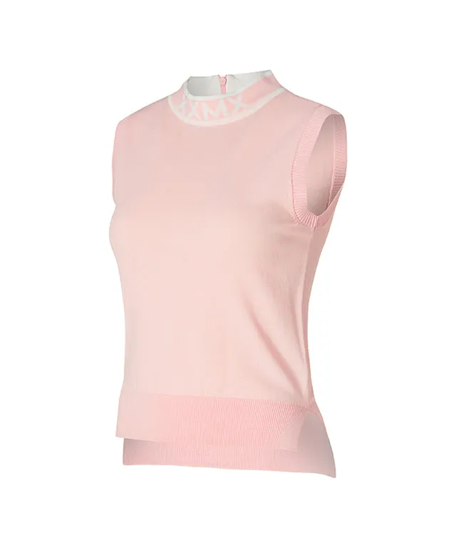 [Warehouse Sale] XEXYMIX Golf Cooling Half Neck Knit Sleeveless  - Light Pink