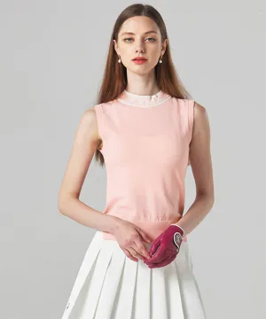 [Warehouse Sale] XEXYMIX Golf Cooling Half Neck Knit Sleeveless  - Light Pink