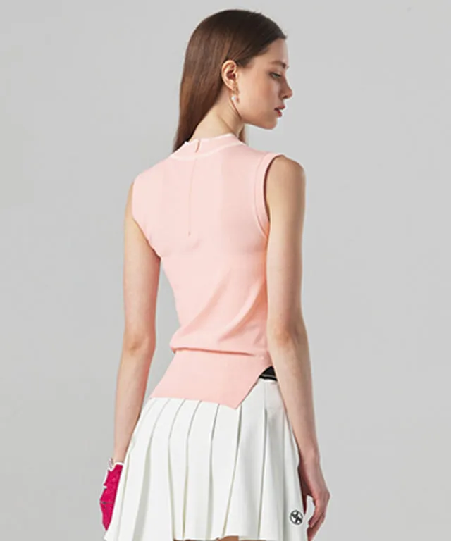 [Warehouse Sale] XEXYMIX Golf Cooling Half Neck Knit Sleeveless  - Light Pink