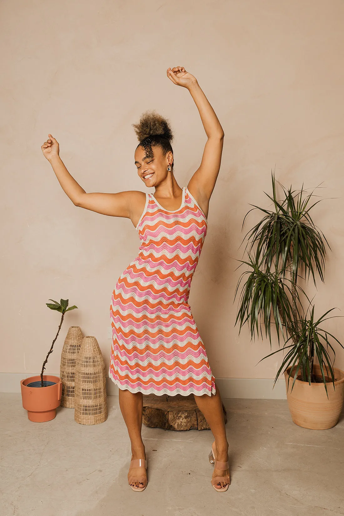 Wavy Knitted Midi Dress