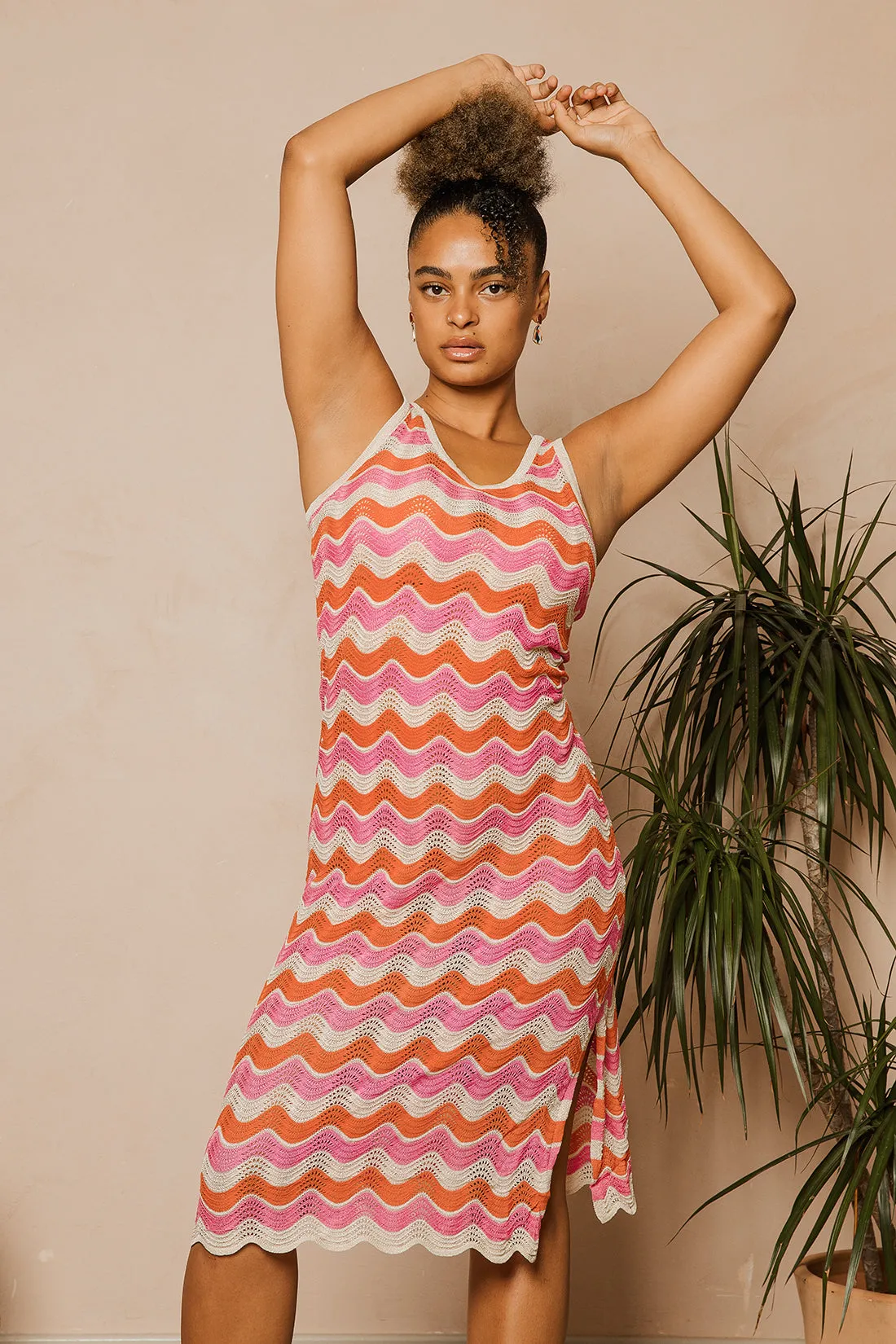 Wavy Knitted Midi Dress
