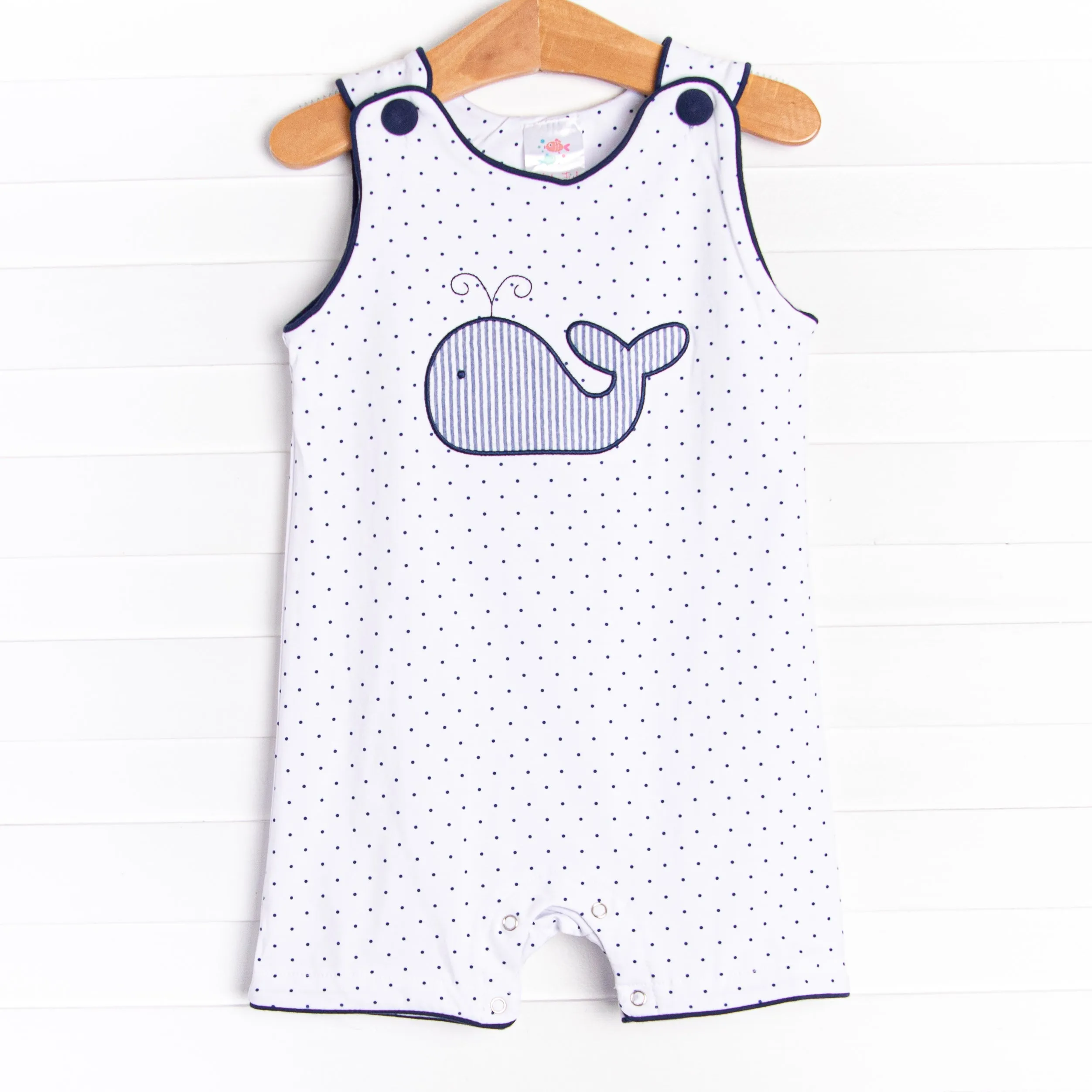 Whale Hello Applique Jon Jon, Navy