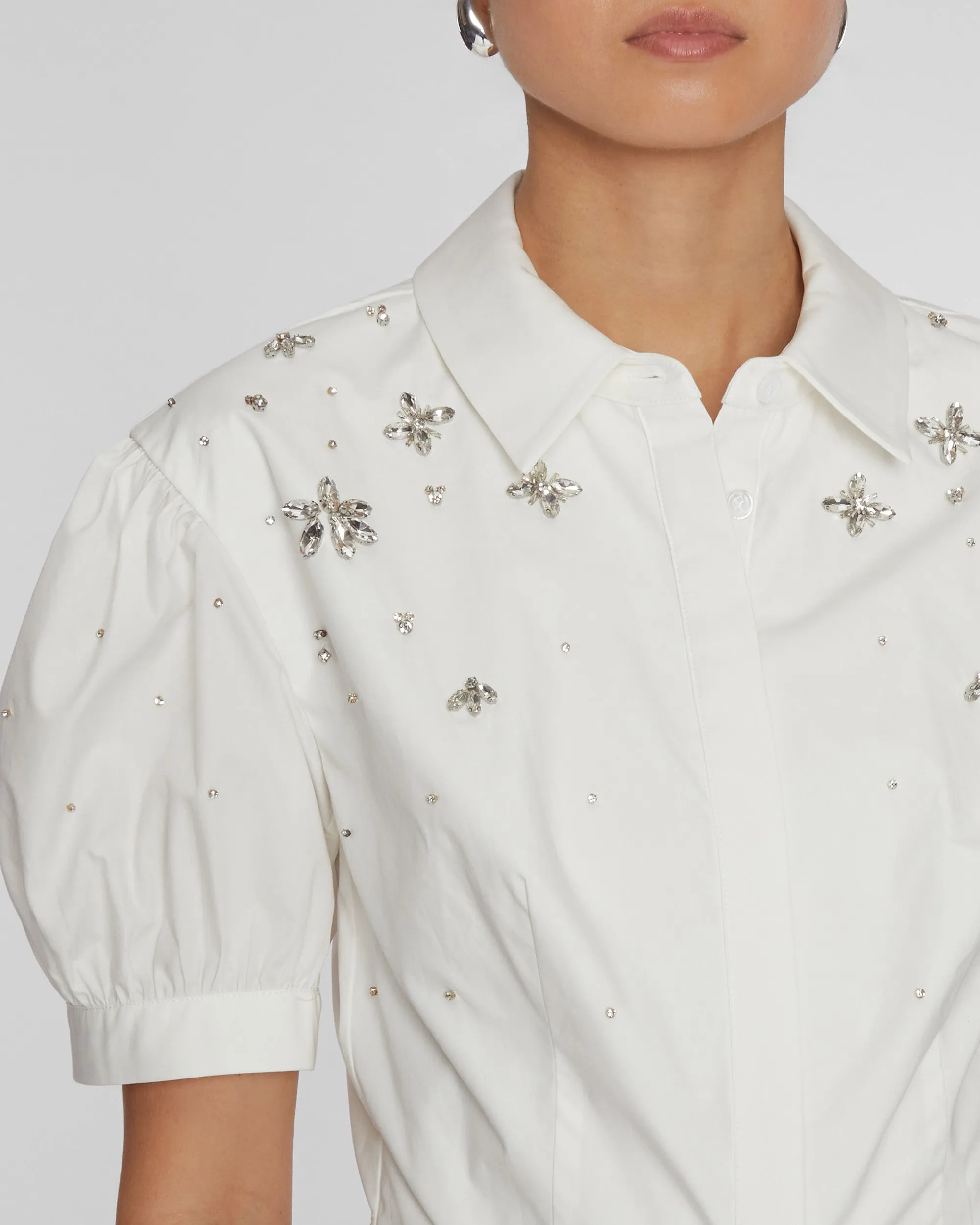 White Cotton Embellished Top