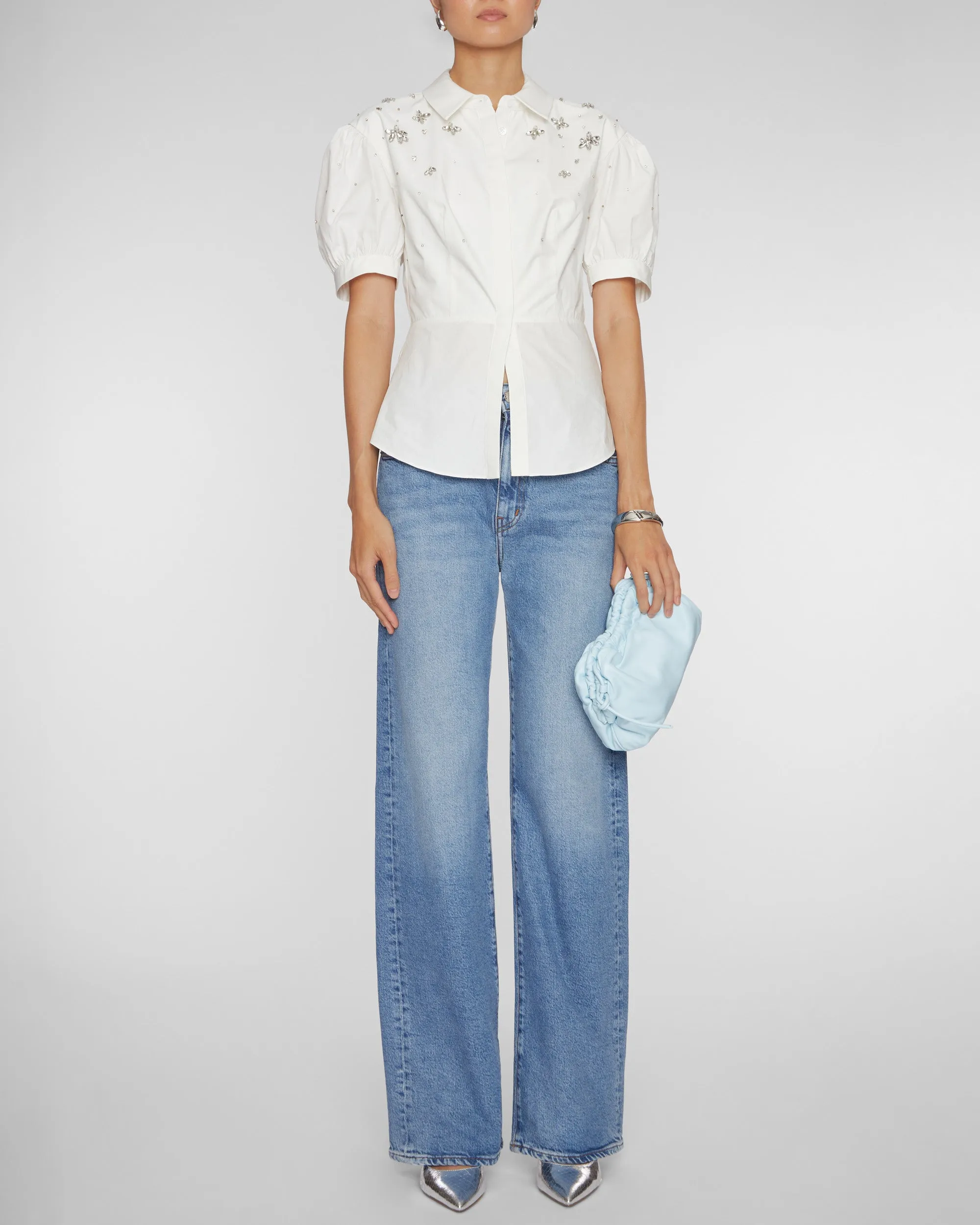 White Cotton Embellished Top