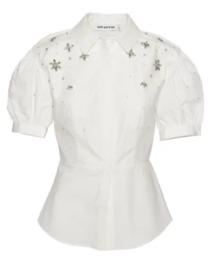 White Cotton Embellished Top