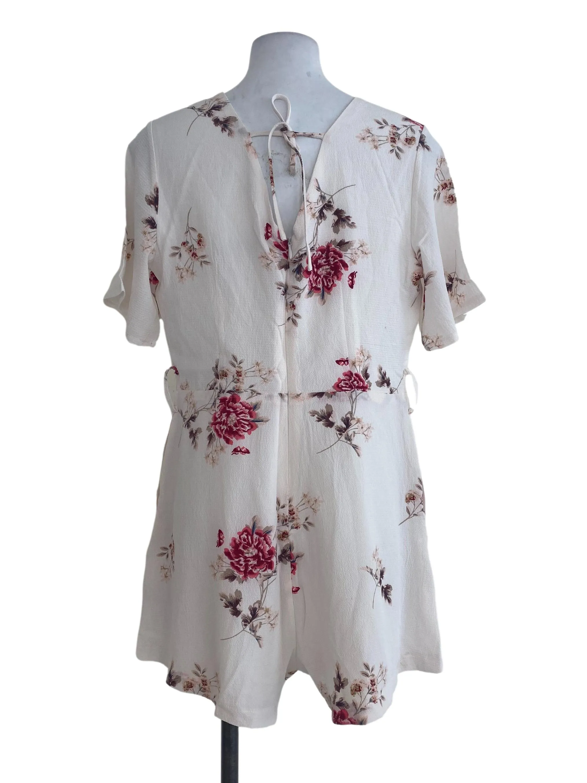 White Floral Textured Romper TTR
