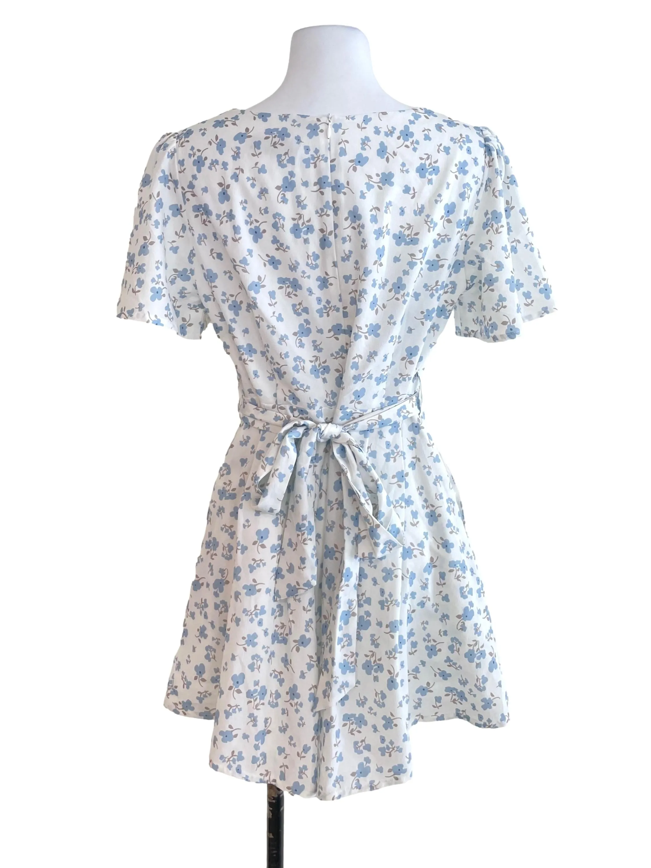 White Floral V Neck Romper