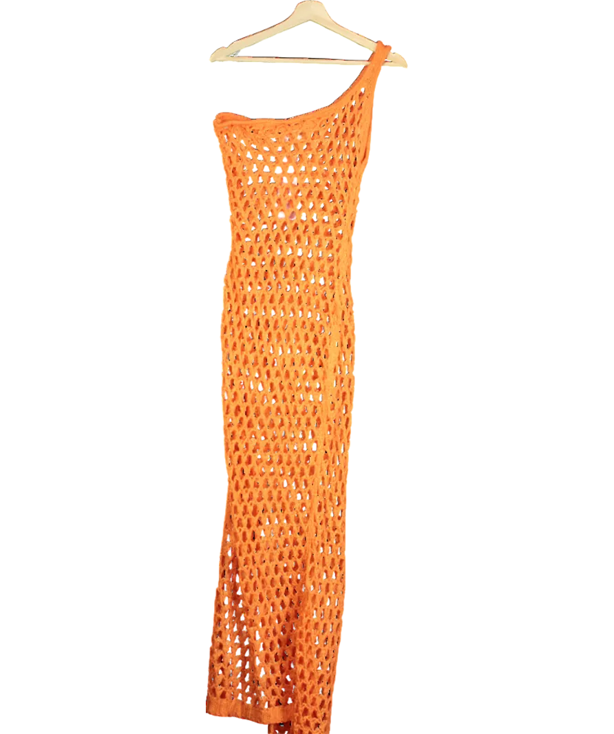 White Fox Orange In My Feelings Crochet Maxi Dress UK L/XL