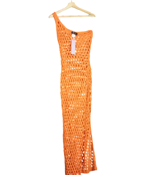 White Fox Orange In My Feelings Crochet Maxi Dress UK L/XL