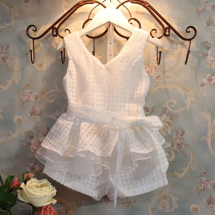 White Kids 2pc faux Romper