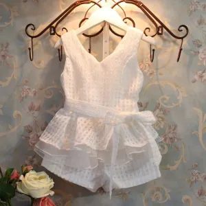 White Kids 2pc faux Romper