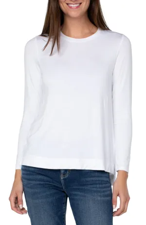 White Long Sleeve Scoop Neck Tee