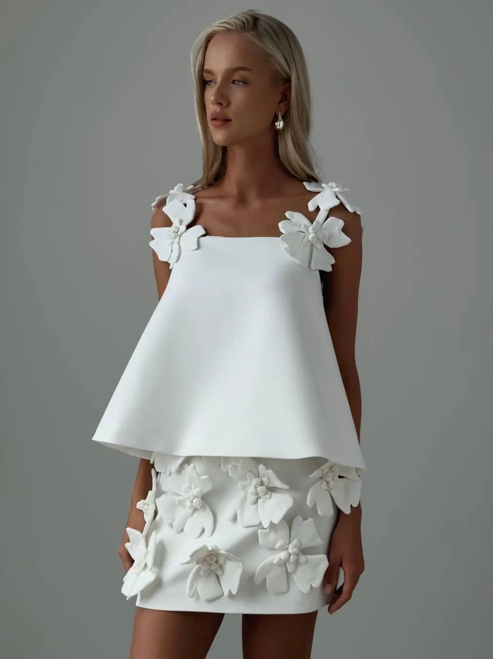 White Mini set with Floral Details
