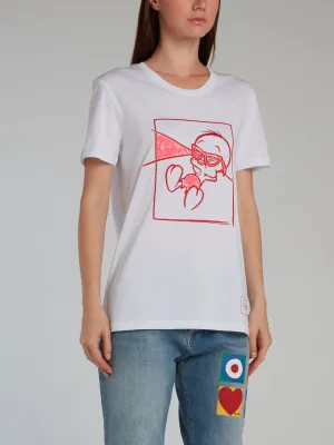White Sequin Embellished Tweety Bird T-Shirt