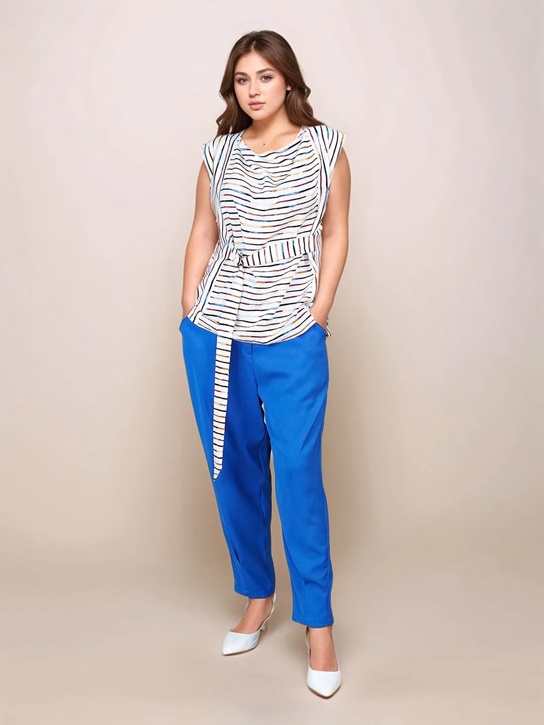 White Stripes Short Sleeves Top