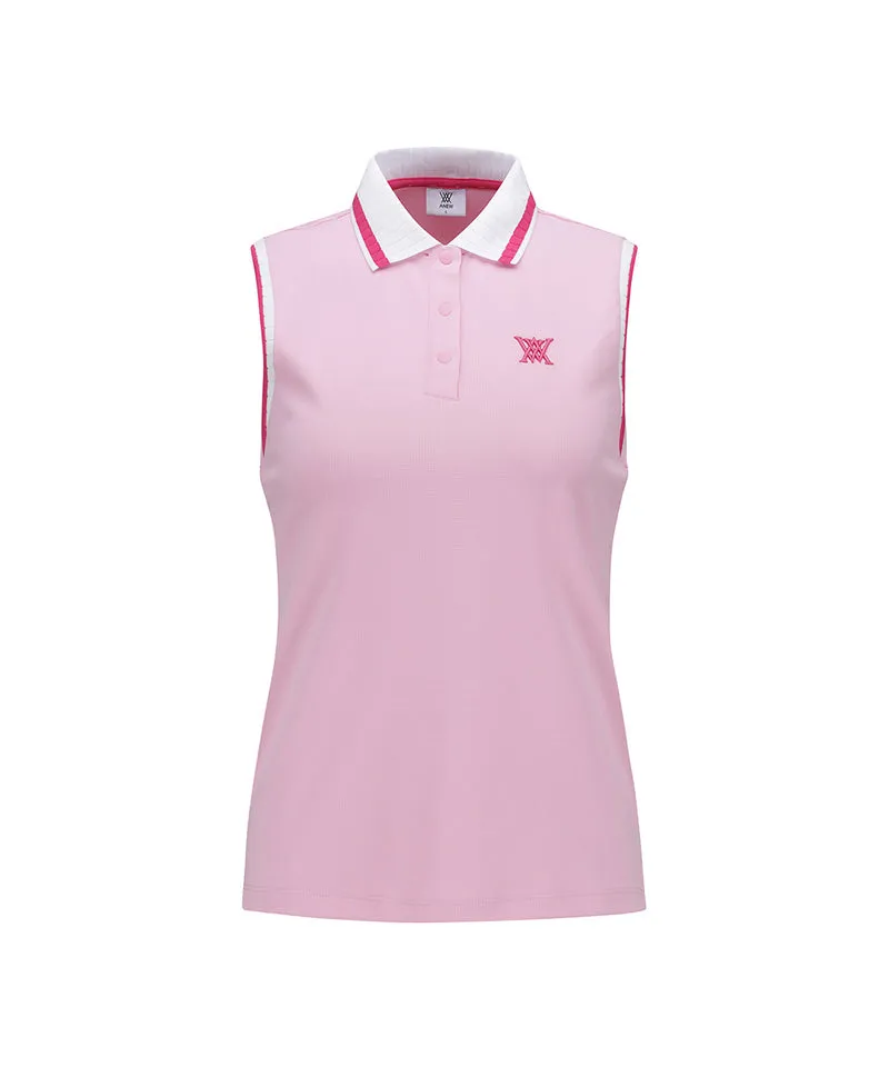 Women Kint Collar Sleeveless - Pink