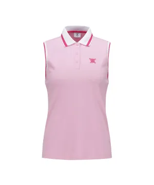 Women Kint Collar Sleeveless - Pink