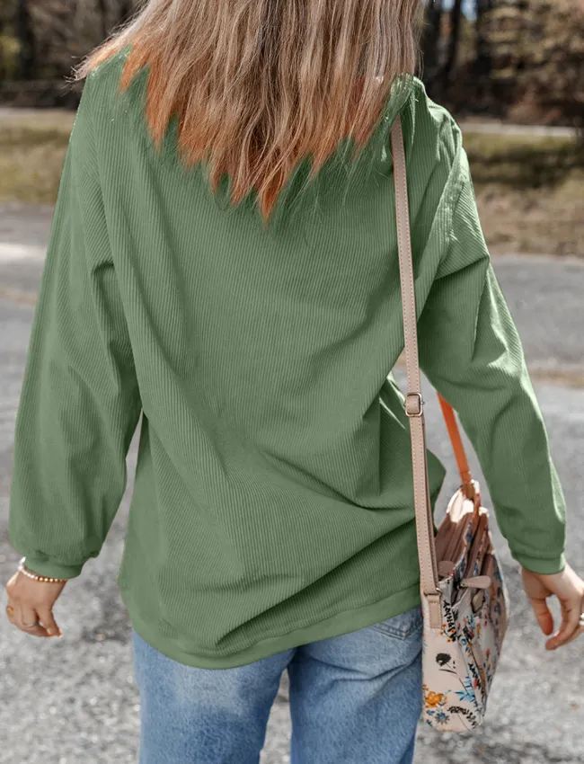 Women's Lucky Rhinestone Embellished Round Neck Long Sleeve Sweatshirt | Comfortable and Stylish Polyester Top