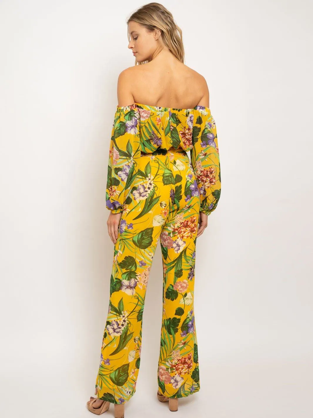 WOMEN'S OFF THE SHOULDER FLORAL JUMPSUUIT