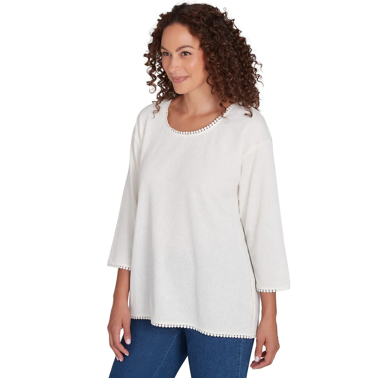 Women's Pompom Lace Embellished Top - 32553
