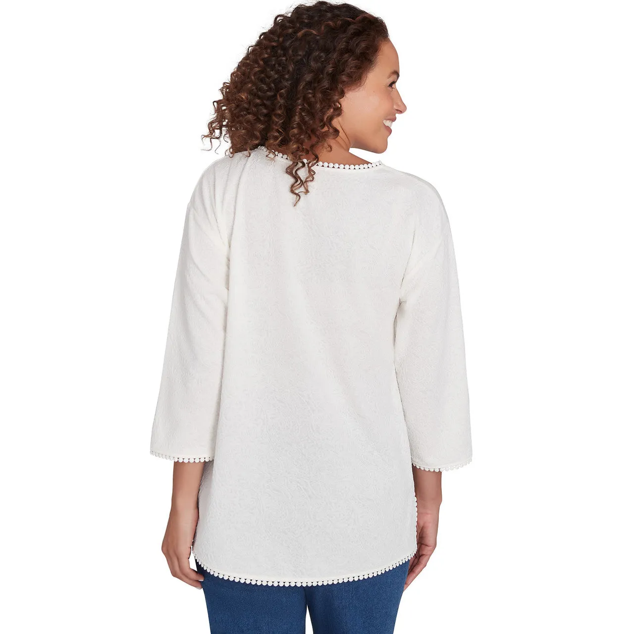Women's Pompom Lace Embellished Top - 32553