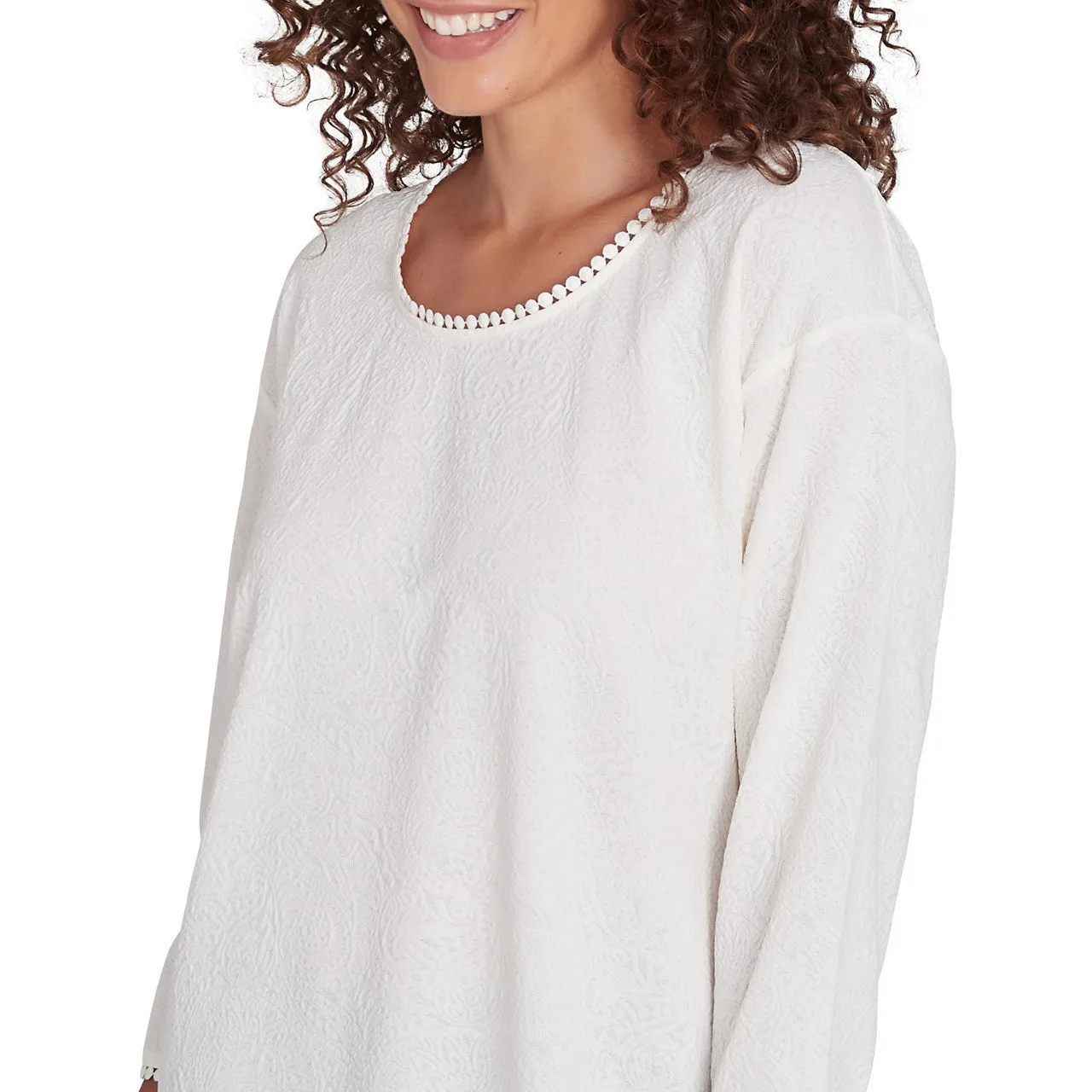 Women's Pompom Lace Embellished Top - 32553
