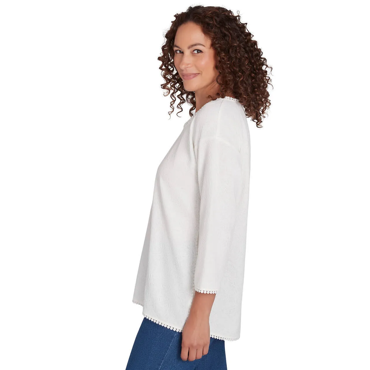 Women's Pompom Lace Embellished Top - 32553