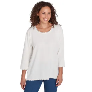 Women's Pompom Lace Embellished Top - 32553
