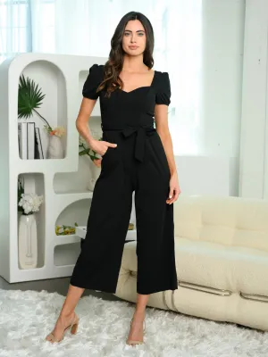 WOMEN'S SHORT SLEEVE POCKETS JUMPSUIT