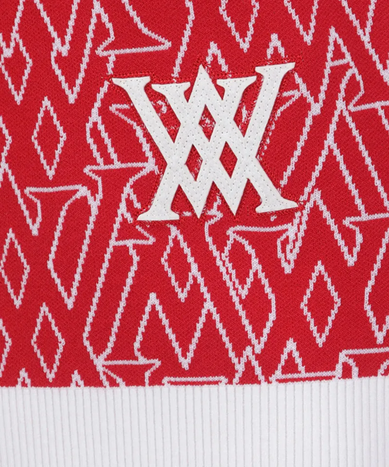 Women's SP Logo Pattern Knit Vest - Red
