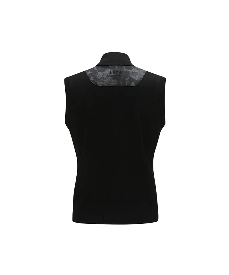 Women's SP Pattern Full Zip Knit Vest - Black