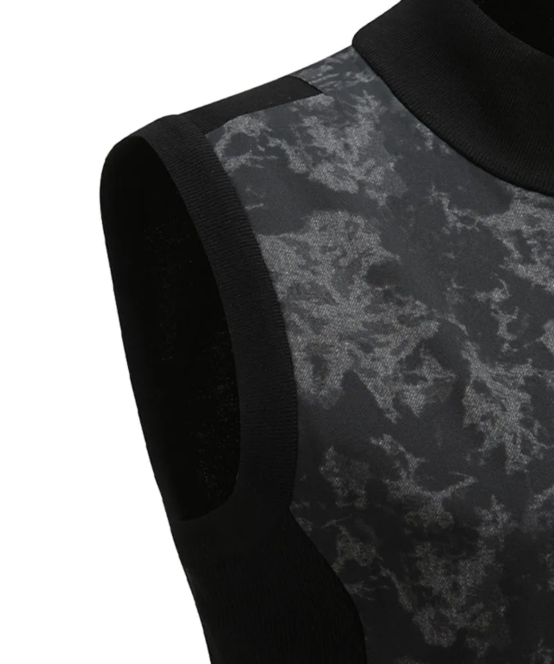 Women's SP Pattern Full Zip Knit Vest - Black