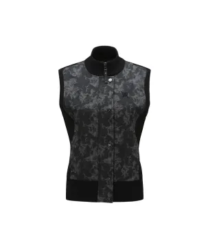 Women's SP Pattern Full Zip Knit Vest - Black