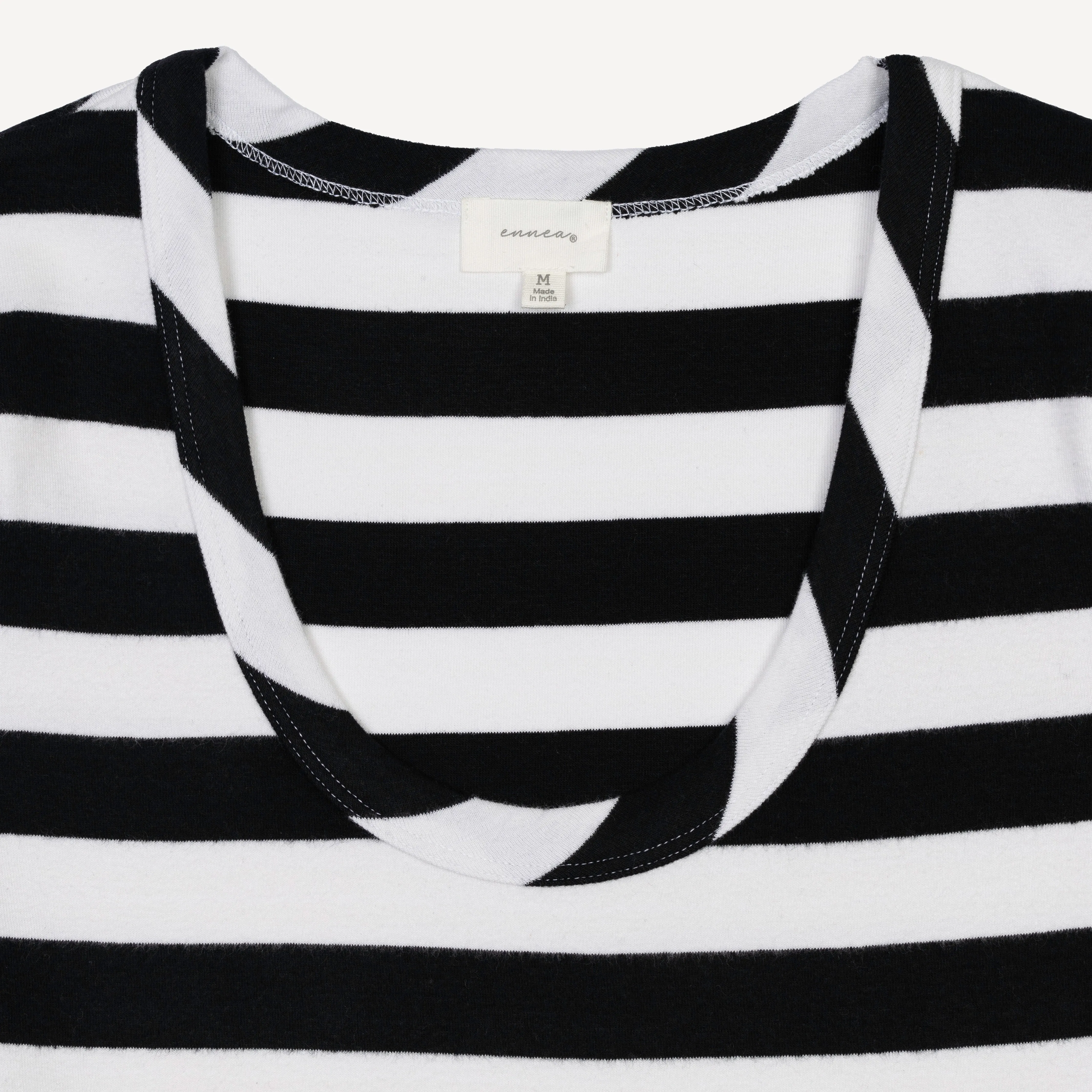 Womens Stripe Scoop Neck Cap Sleeve Tee - Black / White