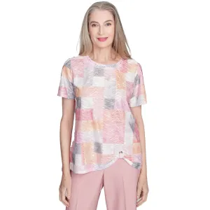 Women's Textured Colorblock Crew Neck Tee - 90453