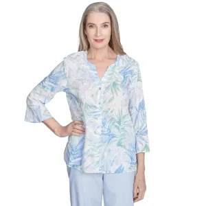 Women's Tropical Embroidered Button Front Top - 95442