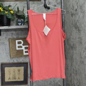 Wynne Layers Womens Scoop Neck Stretch Plus Size Tank Top Coral Red Orange 2X