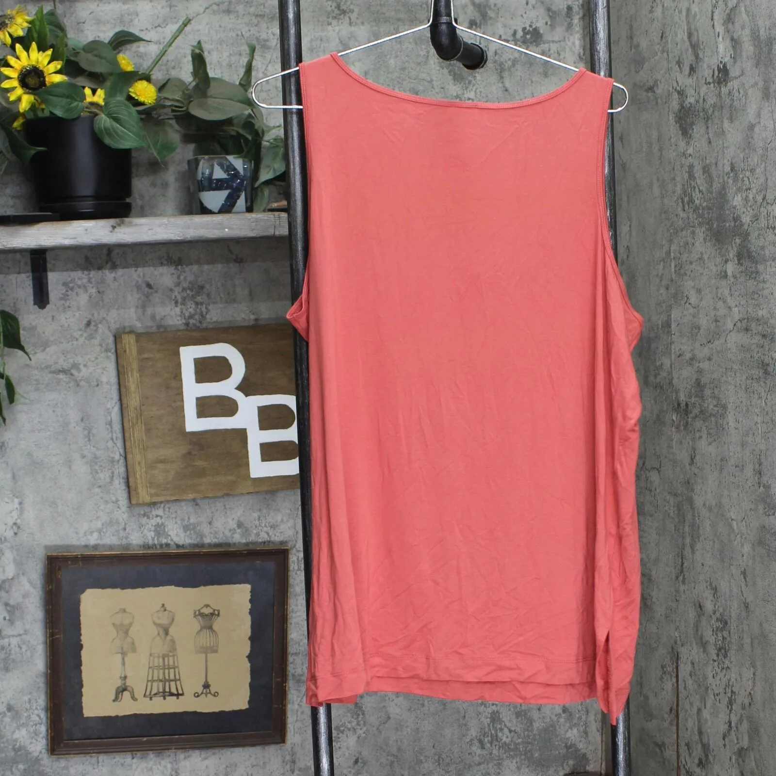 Wynne Layers Womens Scoop Neck Stretch Plus Size Tank Top Coral Red Orange 2X
